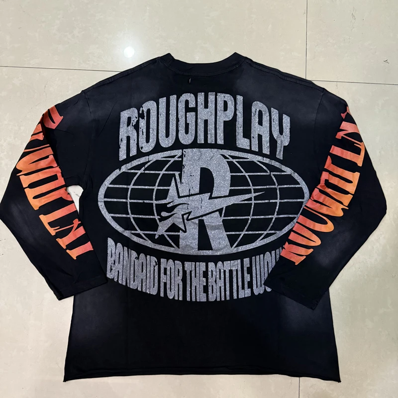Camiseta de Manga Larga con Estampado Moderno de Hip-Hop Americano, para Hombre y Mujer, de Alta Calidad, con Diseño de Estampado en Caliente