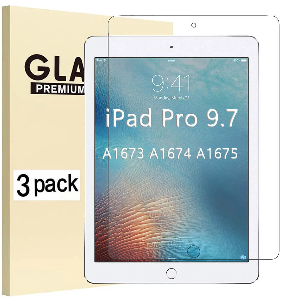 (3 Pack) Tempered Glass For Apple iPad Pro 9.7 2016 A1673 A1674 A1675  Anti-Scratch Tablet Screen Protector Film