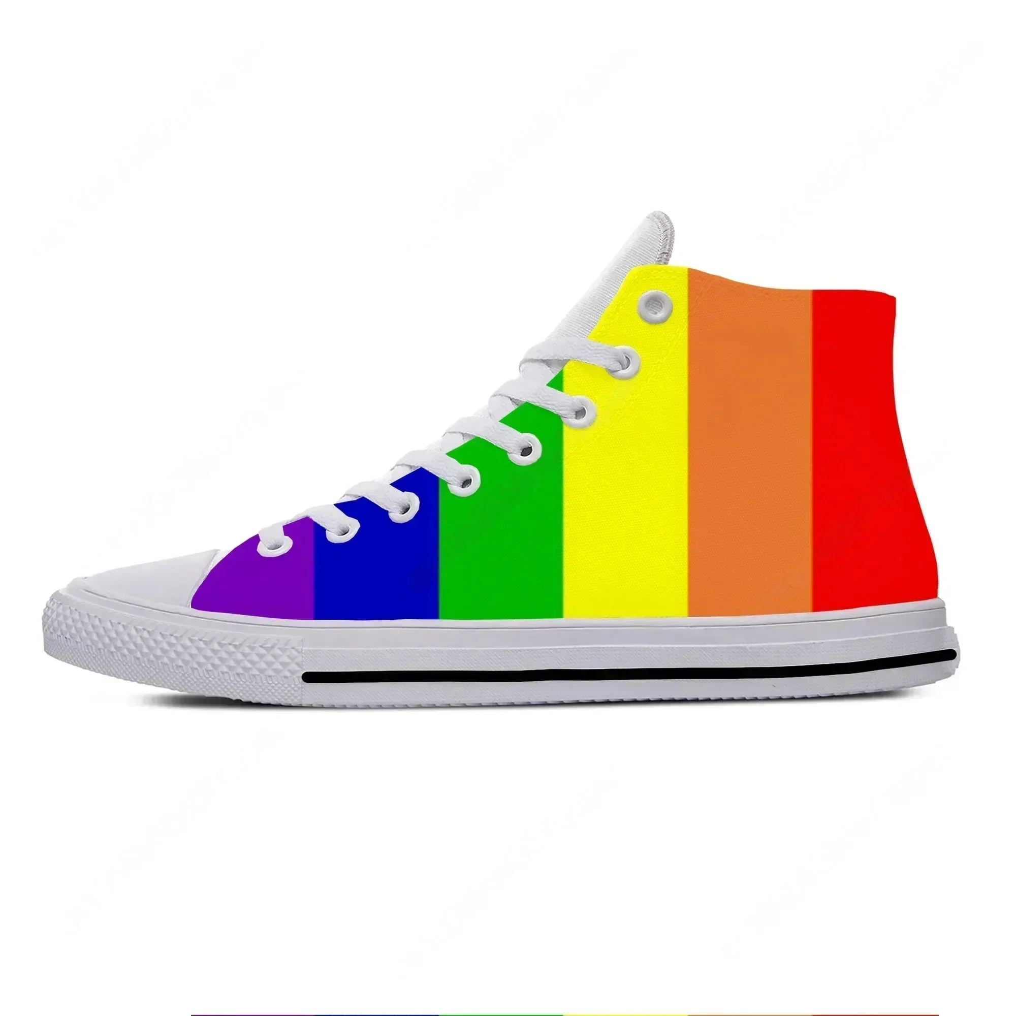 

Summer Rainbow LGBT Gay Pride Flag Lesbian Funny Fashion Casual Cloth Shoes High Top Lightweight Breathable Men Women Sneakers