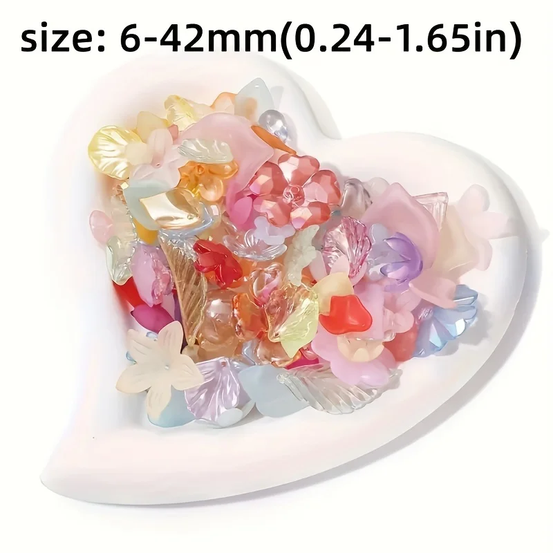 30g/1,05oz Mattierte Blütenblatt-Schmetterlings-Schleifen-Perlen, gemischte Stile, DIY Schmuckarmband-Zubehör mit mehreren Farbvarianten, Acrylperlen – Detail 1