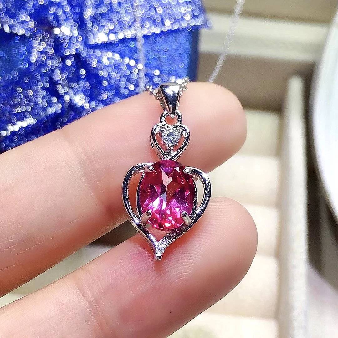 

Pink Topaz Pendant for Party 7mm*9mm 2ct VVS Grade Natural Topaz Silver Pendant Solid 925 Silver Topaz Jewelry