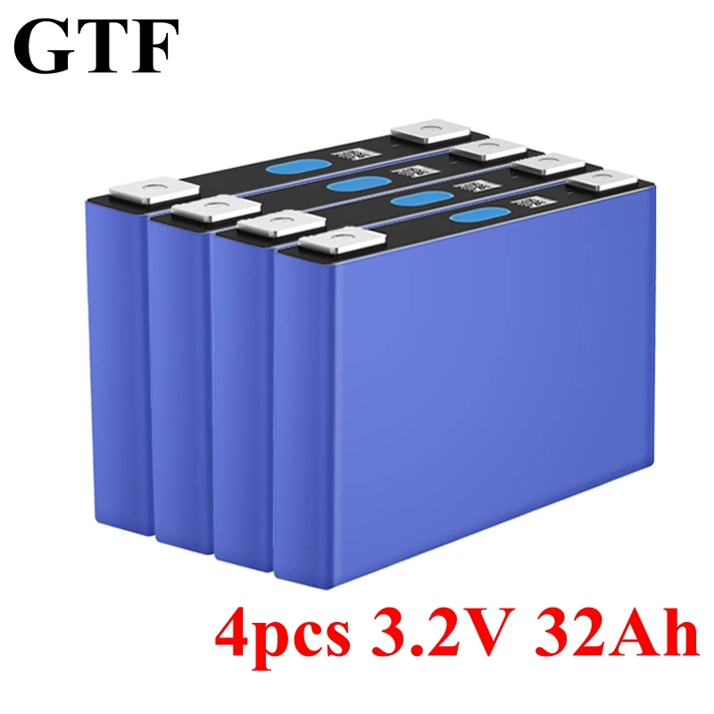 GTF 4PCS 3.2V 32Ah LiFePO4 Battery Outdoor Spare Portable Stored Energy For Electric vehicle car DIY Rechargeable Lithium Cell