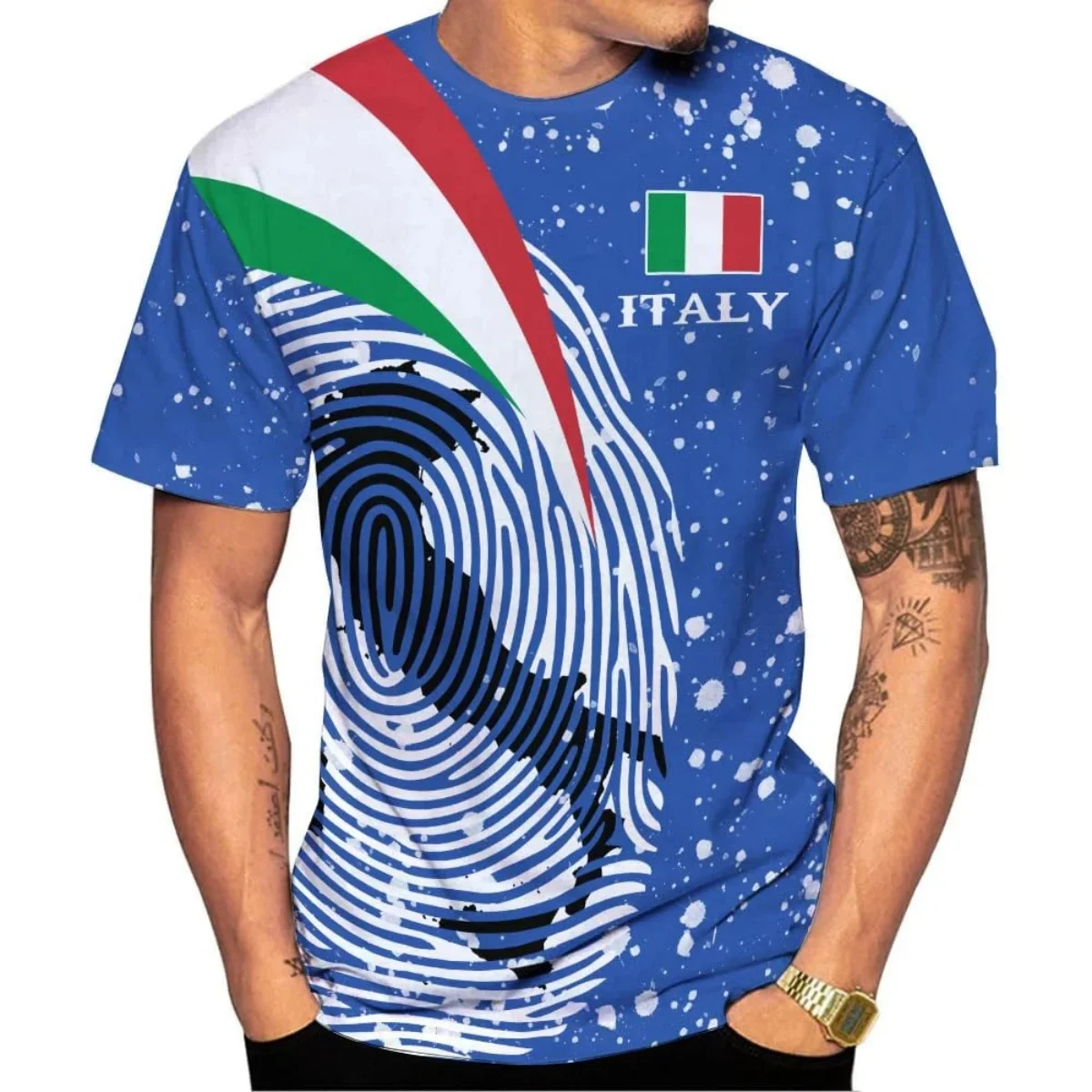 Italy Flag Printed Men\'s T Shirt Summer O-Neck Loose Short Sleeve Oversized Tee Shirt Casual Streetwear Harajaku Men Clothing