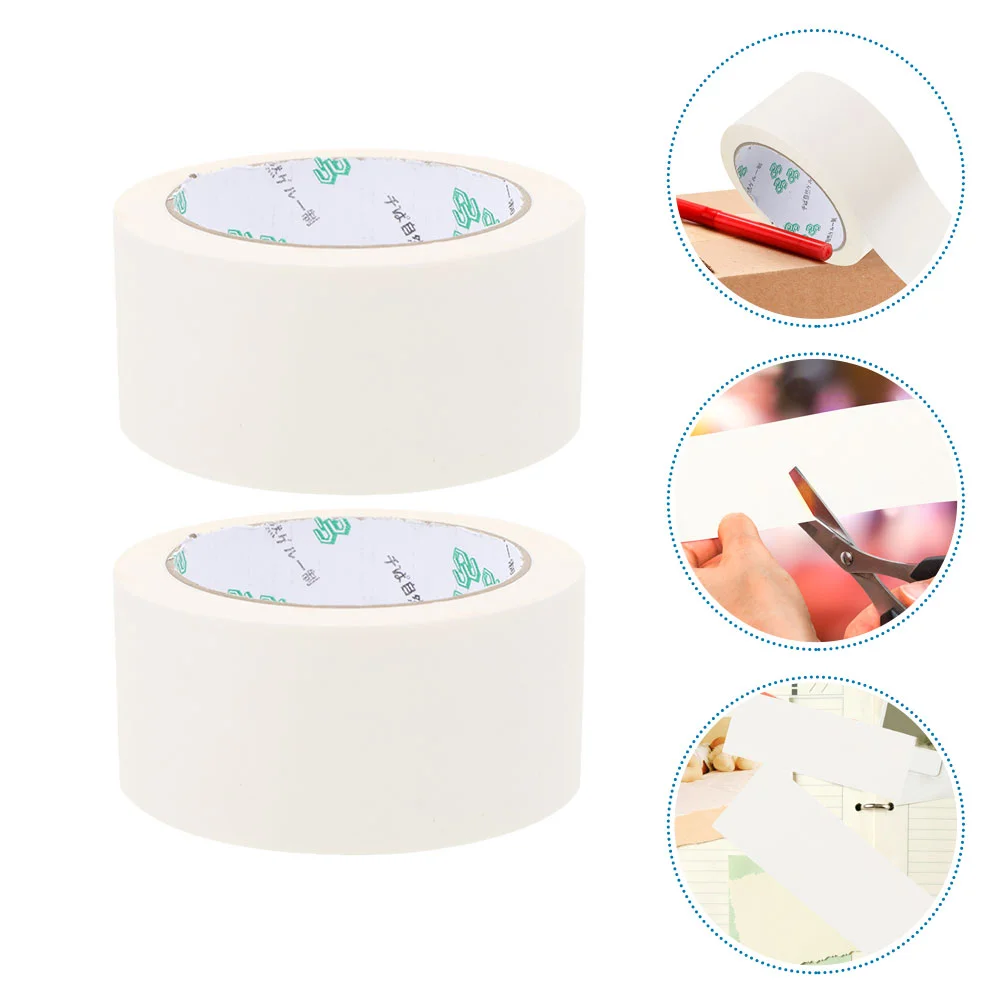 2 Rolls Cardboard Tape Paper Shipping White Packing Duct Photo Frame Heavy Duty Moving