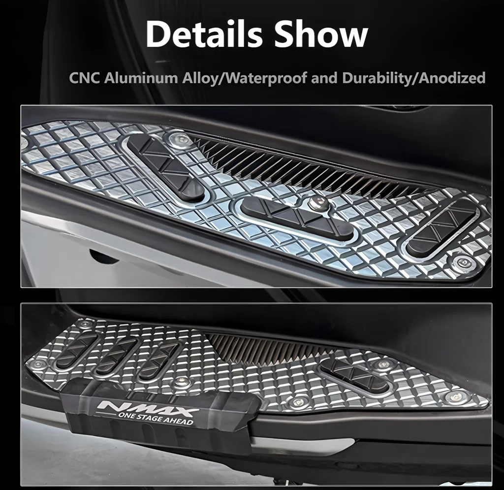 ملحقات الدراجة النارية لياماها NMAX155 NMAX 2025 مسند القدم أوتاد سبائك الألومنيوم المصنع الأصلي تركيب القدم بيدا