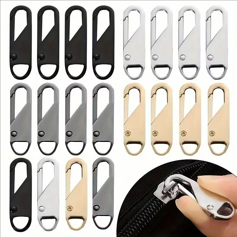 5pcs Zipper Puller Replacement Tabs Detachable Zippers Head Sliders Repair Kit for Suitcases Bags Clothing DIY Sewing Craft