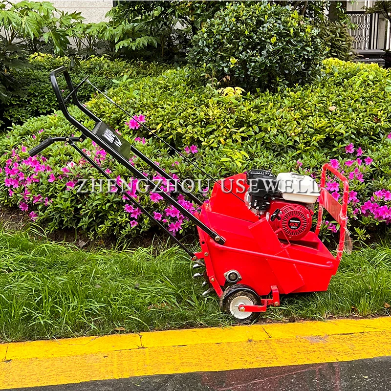 Artificially Planted Hand Push Lawn Home Machinery Gasoline Lawn Puncher Ripper Improve Lawn Soil Drilling Machine