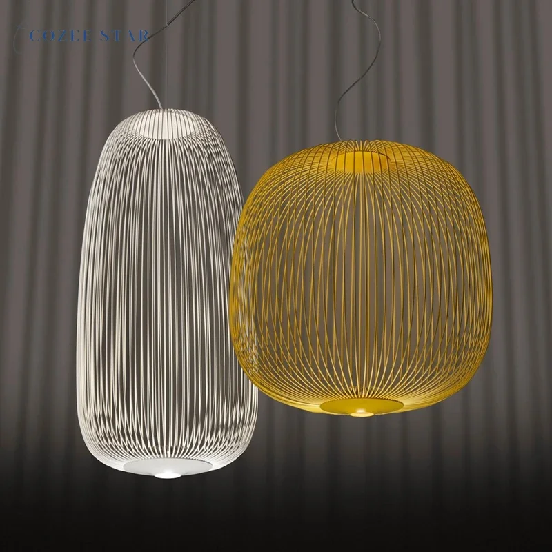 

Modern LED Chandeliers Lighting Simple Creative Oval Yellow White Metal Pendant Hanging Lights Bedroom Living Room Cafe Lamps