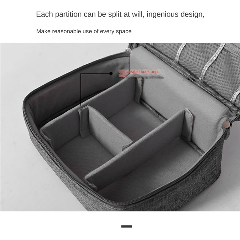 ABGN портативная сумка для хранения кабеля, водонепроницаемая USB-линия передачи данных, зарядное устройство, органайзер для путешествий, электронный органайзер, серый