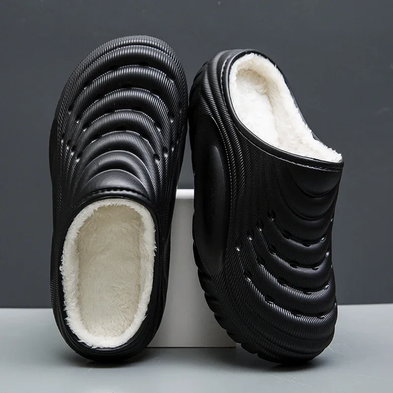 Popular Couple's Fashion Waterproof New Autumn and Winter Outdoor Wear Plush Indoor Non-Slip Warm Closed-Toe Slippers Cotton Sho