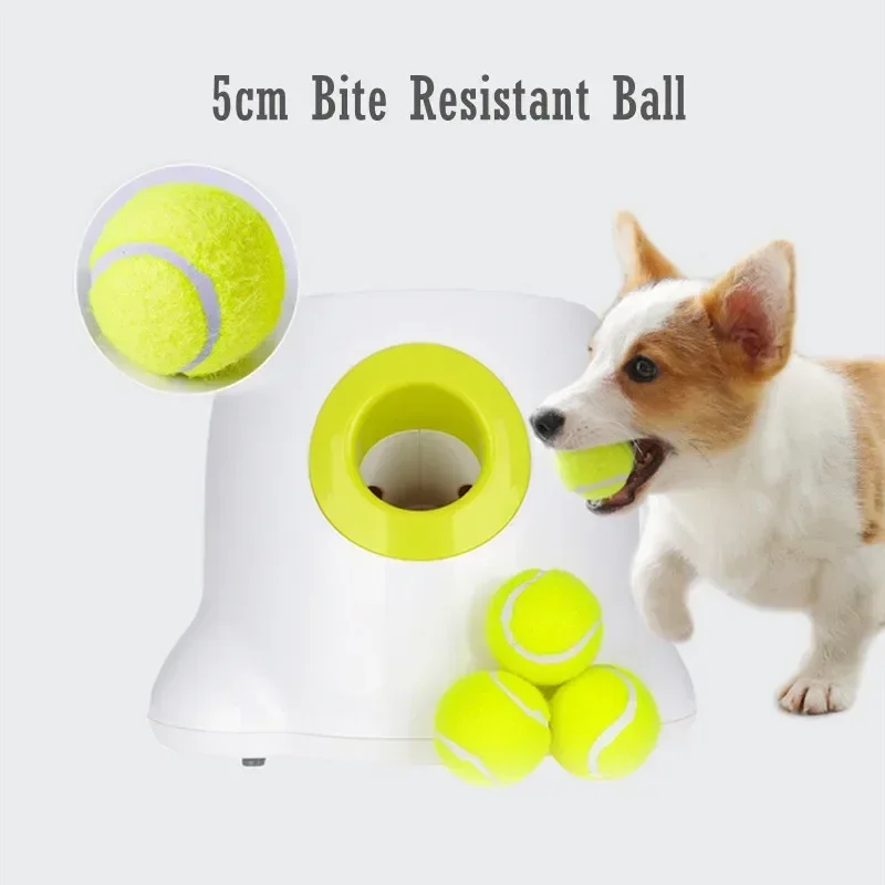 Pet Dog Toys Tennis Launcher Automatic Throwing Machine Pet Ball Throw Device 3/6/9m Section Emission with 3 Balls Dog Training