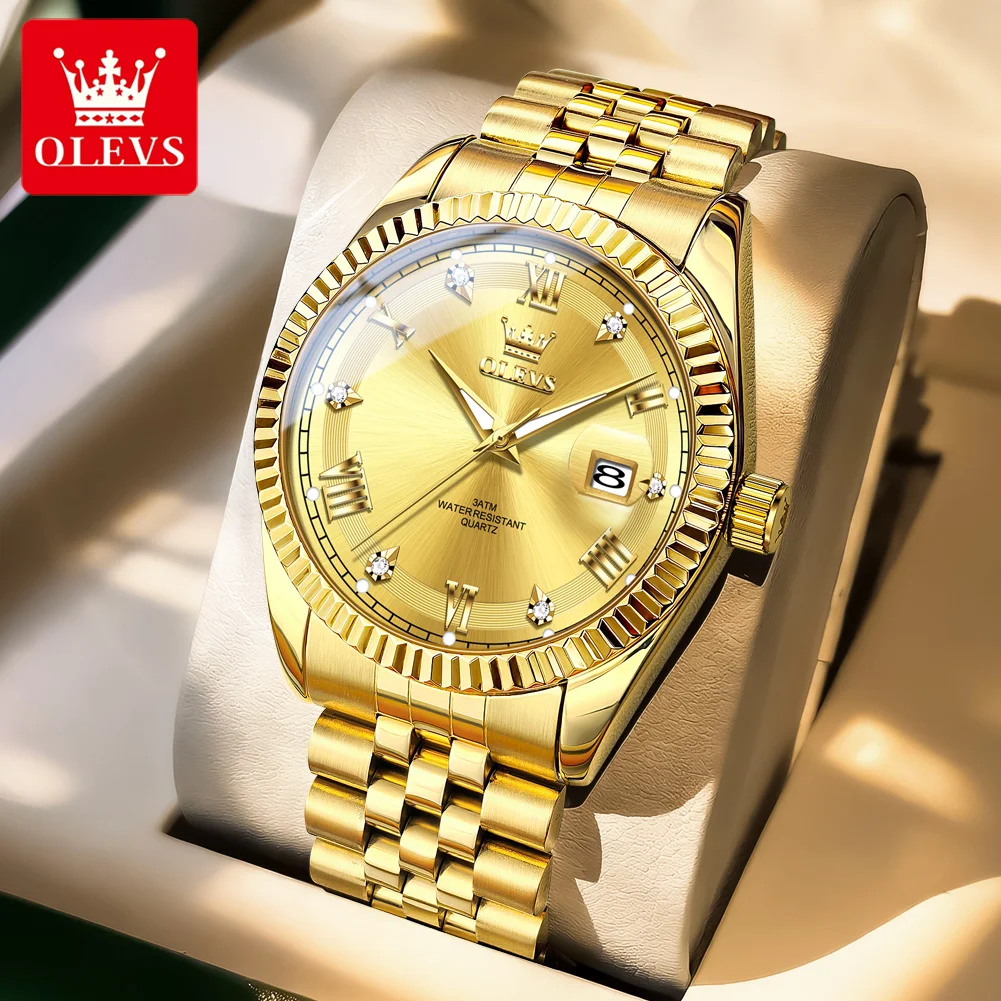 OLEVS 5680 Quartz Watch for Men Top Brand Automatic Calendar Deep Waterproof Men's Quartz Wristwatch Solid Stainless steel