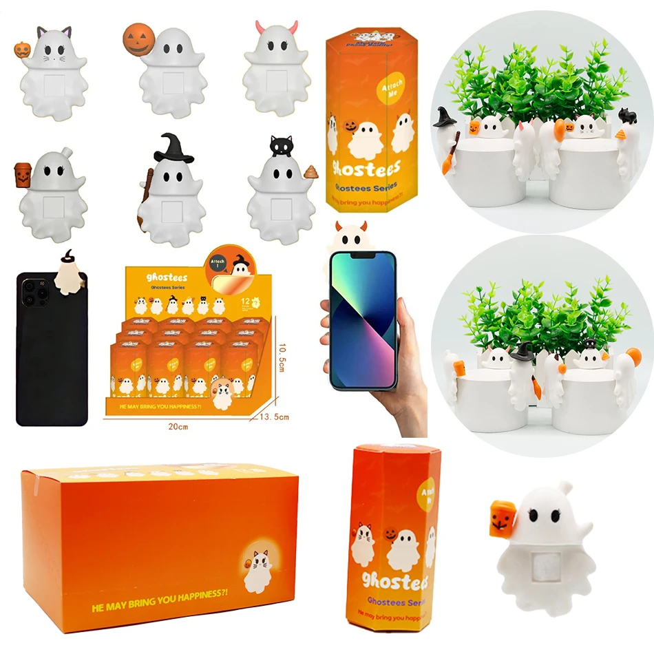 

Ghostees Mystery Phone Buddy Cute Halloween Phones Decor Blind Box Collect Hippers Action Figure Mystery Toys Kid Surprise Gifts