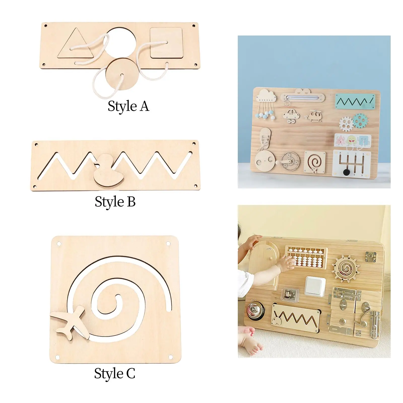 Tableros de actividades sensoriales de madera, tablero ocupado de aprendizaje de habilidades motoras finas, Material para guardería