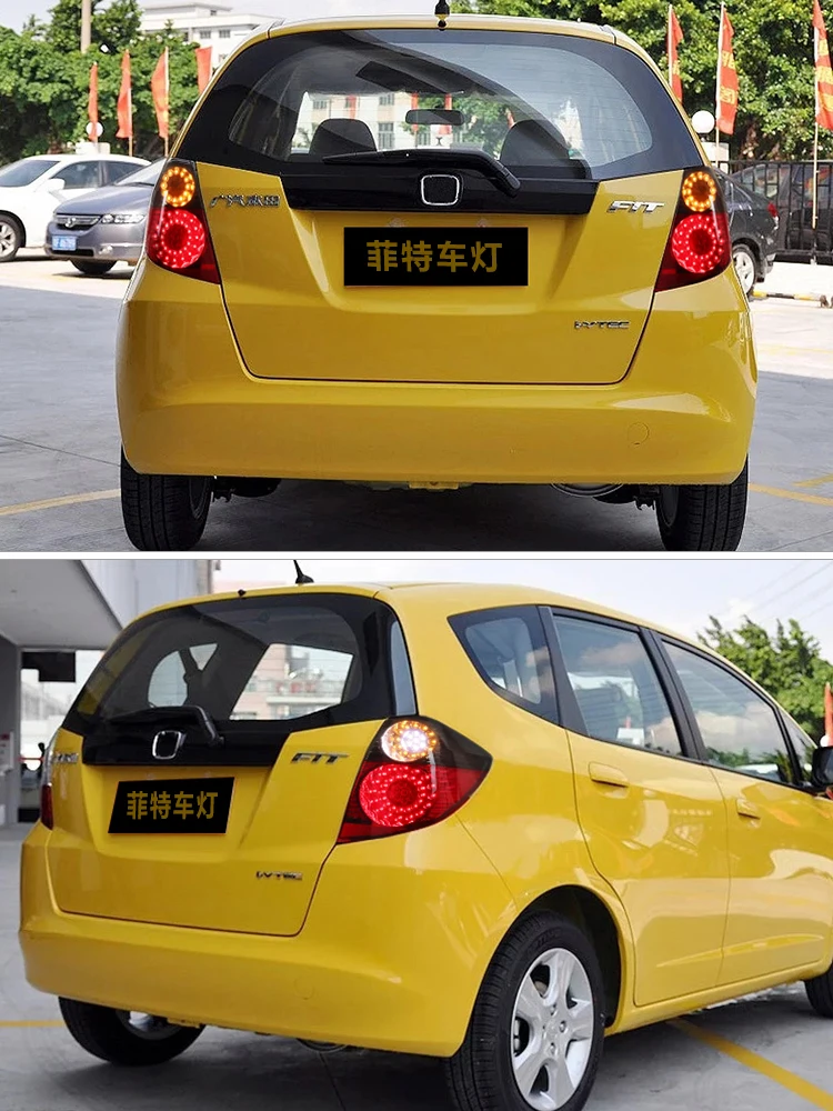 For Honda Fit Jazz taillight 2009-2013 Tail lamp Rear Lamp LED DRL+Brake+Reverse+Yellow turning Rear light