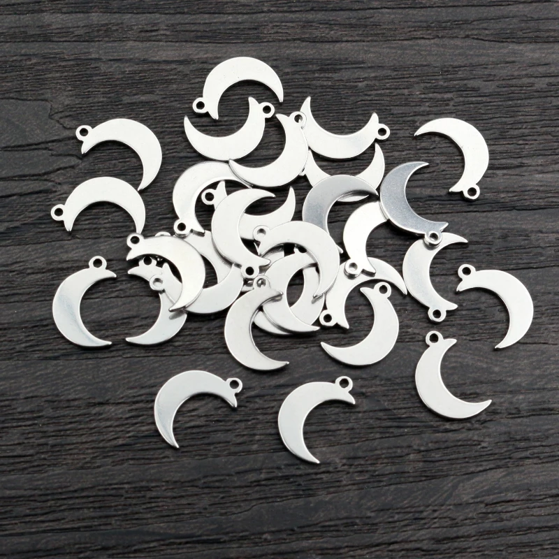 30pcs 12x8mm No Fade Charms 316 Stainless Steel Moon Charms handmade Craft pendant Jewelry Making,DIY for necklace