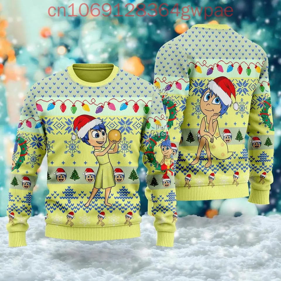 Sweater Disney Joy dalam keluar Natal, atasan Sweater 3d untuk pria dan wanita