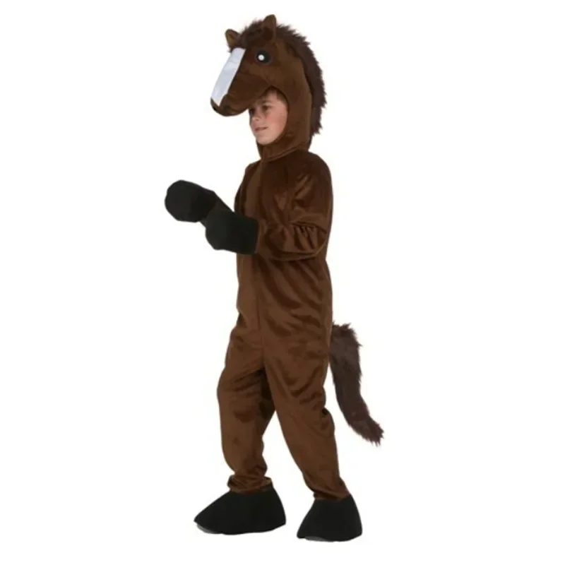 

Kids Horse Costume Outfit Girls Boys Party Role Play Dress Up Jumpsuit Mask Child Halloween Animals Cosplay Costume Suit Brown