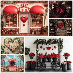 Valentine's Day Backdrops For Photography Kitchen Shop Red Heart Love Rose Wall Boy Girl Wedding Backgrounds Decorations Poster