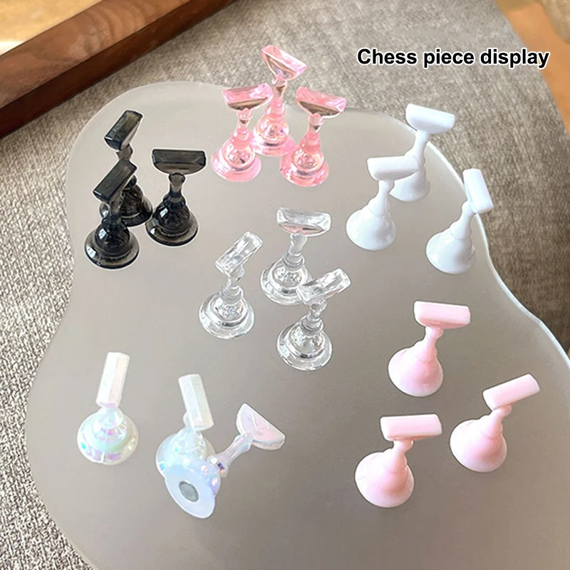 แท่นวางฝึกทำเล็บอะคริลิคแบบสองแถว พร้อมฐานแม่เหล็กโลหะ อุปกรณ์ทำเล็บ สำหรับร้านทำเล็บ