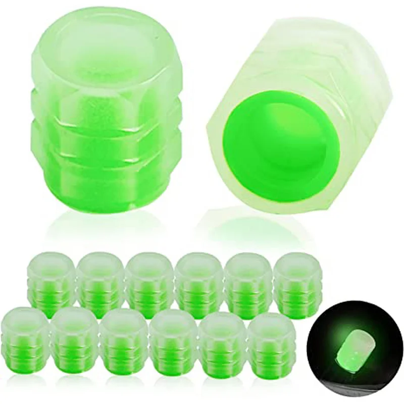 

Universal Fluorescent Car Tire Valve Caps 4/8/12Pcs Luminous Green Tire Valve Stem Cover for Car, Truck, SUV, Motorcycles,Bike