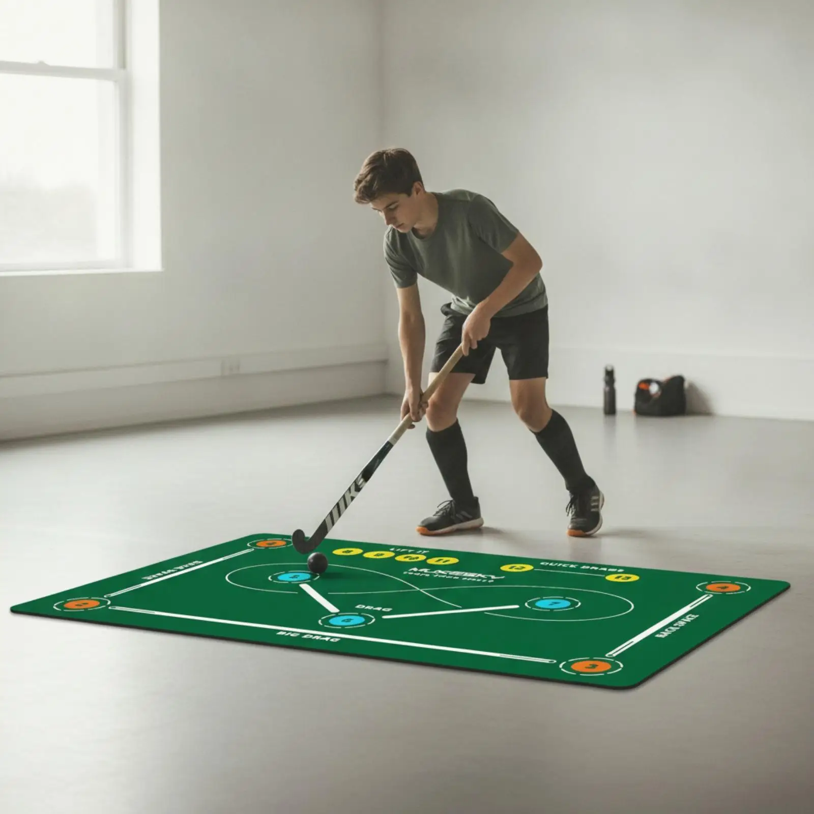 Skill Development Sports Training Pad Flat Hockey Floor Mat with Number Circles for Outdoor Practice