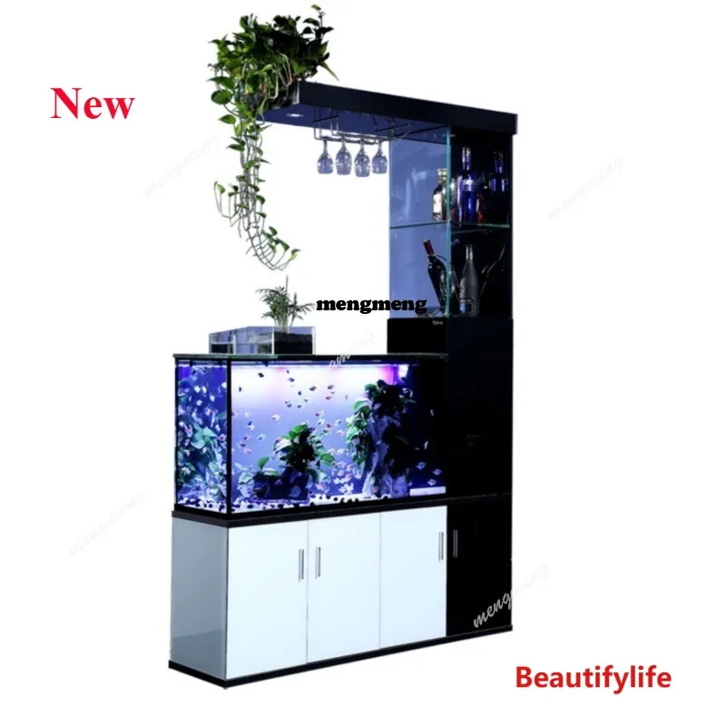 

03A Side filter fish tank living room small household lazy entrance partition ecological water-free glass aquarium