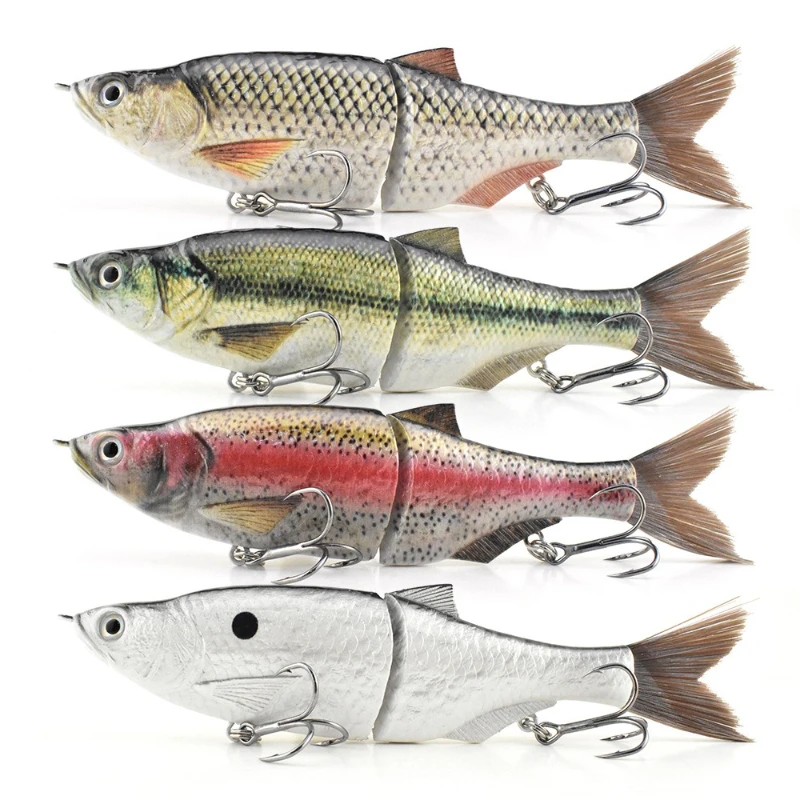 

Realistic 3D Carving Fish Scale Surface Simulation Roady Fake Bait, Brown Plastic Wire Tail Multi section Sea Fishing Bait