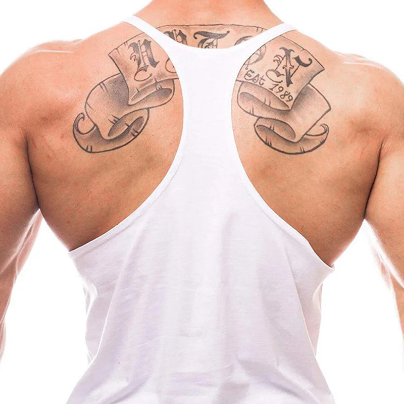 Mens Cotton Running Vests Summer Y-Back Bodybuilding Sleeveless Shirt Muscle Workout Gym Stringer Tank Tops Fitness Singlets