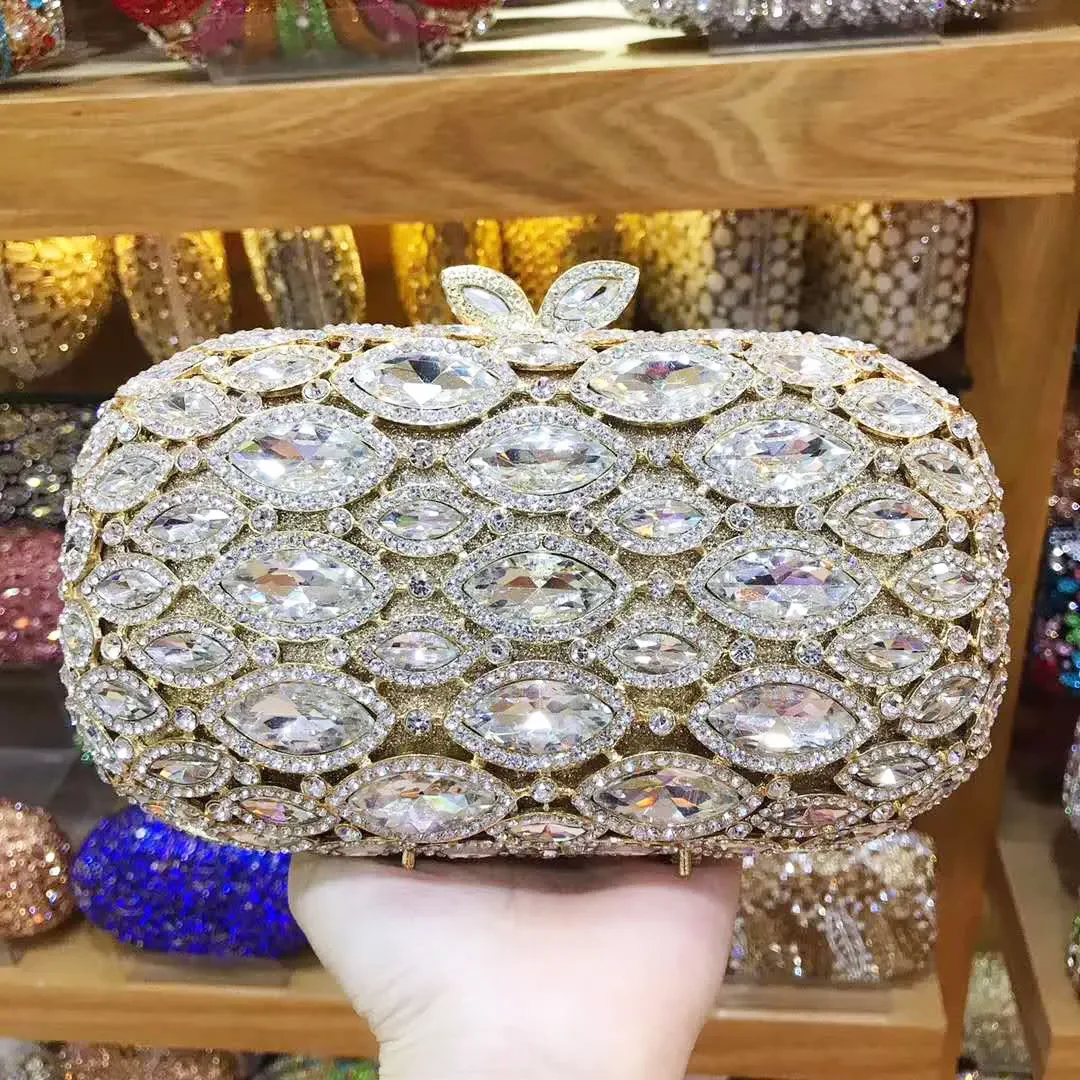 Borsa da sera in pietra da sposa con pochette da banchetto in cristallo da donna elegante colorata