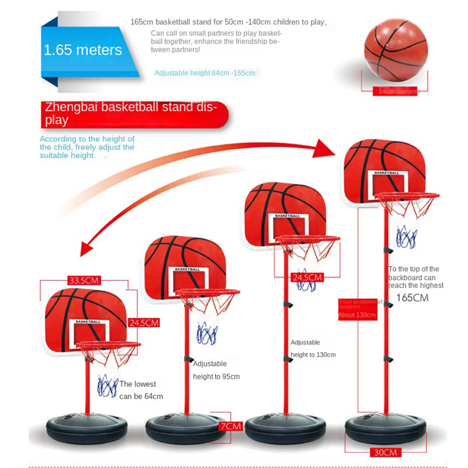 Kids Basketball Hoop With 3 Balls Pump Adjustable Height Toy Kids Basketball Hoop Outdoor For Children Boys Girls Indoor Outdoor