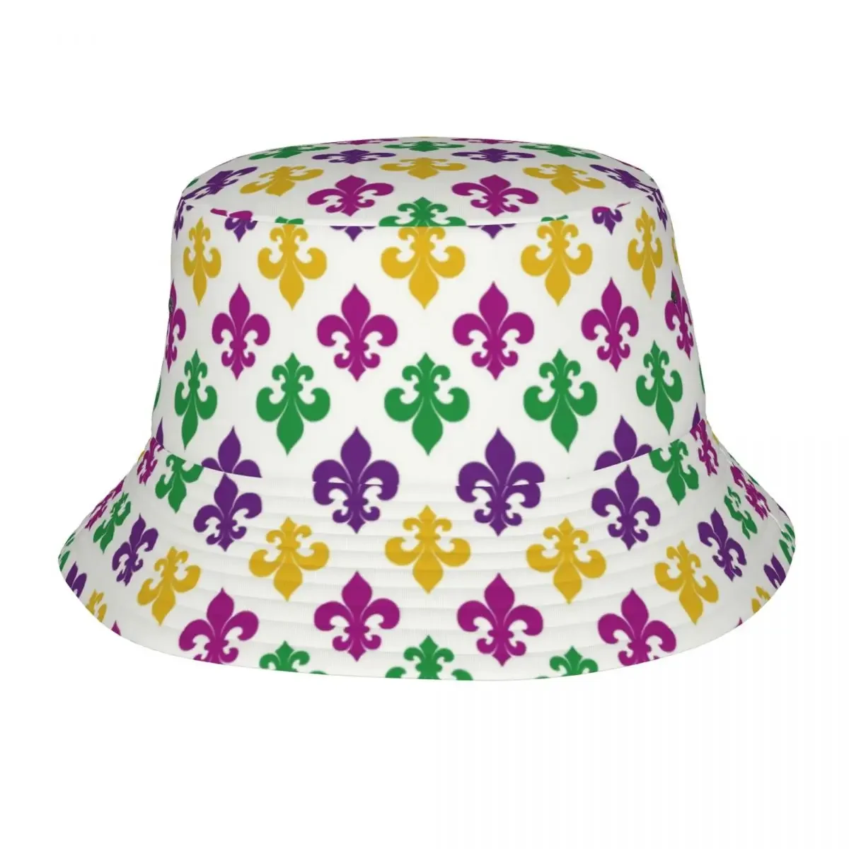 Fleur-de-lis Pattern Lily Flower Bucket Hats For Women Men Printed Fleur De Lis Summer Travel Beach Fleur De Lis Fisherman Cap