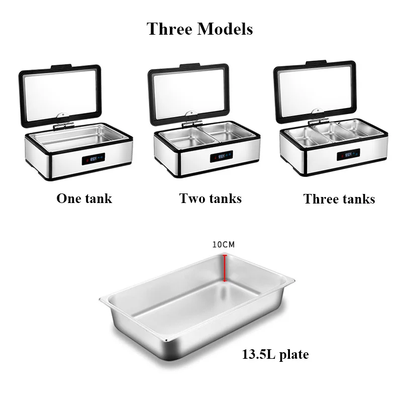 Elektrische 220V Buffet Verwarmingskachel Voedselwarmer Machine Roestvrij Staal 1/2/3 Tanks Restaurant Commercieel Gebruik