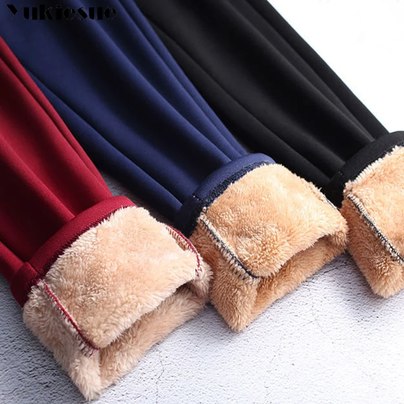 

clothes Winter Thick Warm Cashmere High Waist Black pencil Pants Women High Elastic Skinny Stretchy Ladies Trousers woman 6XL