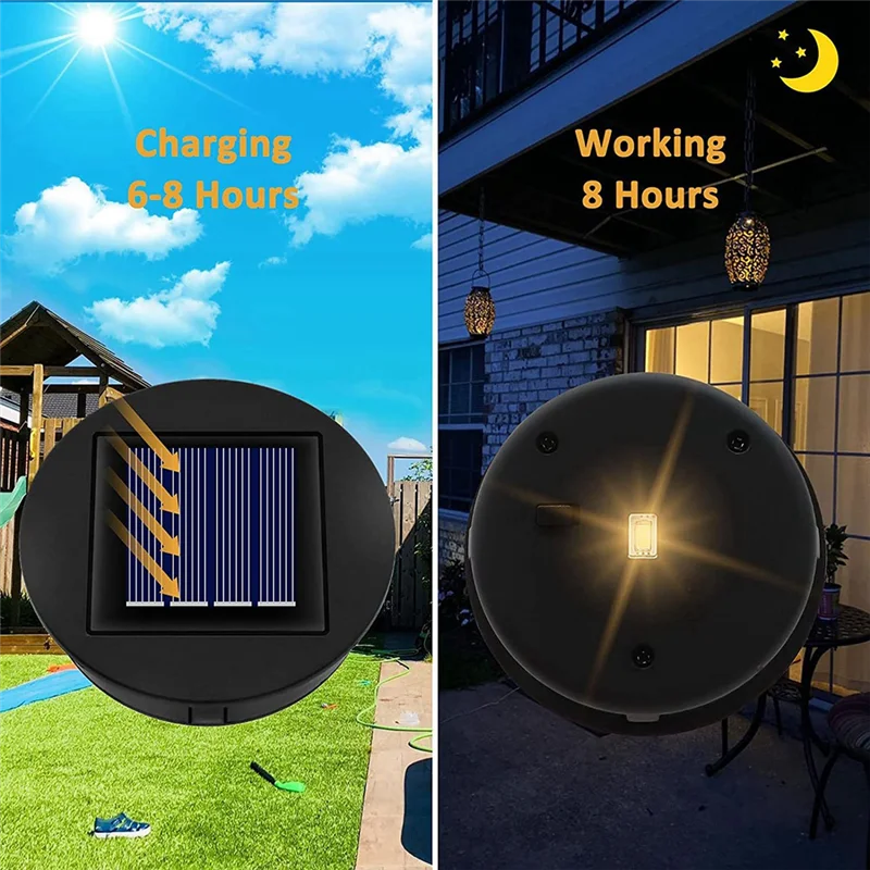 4PCS LED Solar Lights Replacement Top Solar Lantern Solar Panel Powered Lantern Lid Lights For Outdoor Pathway Yard Easy Install