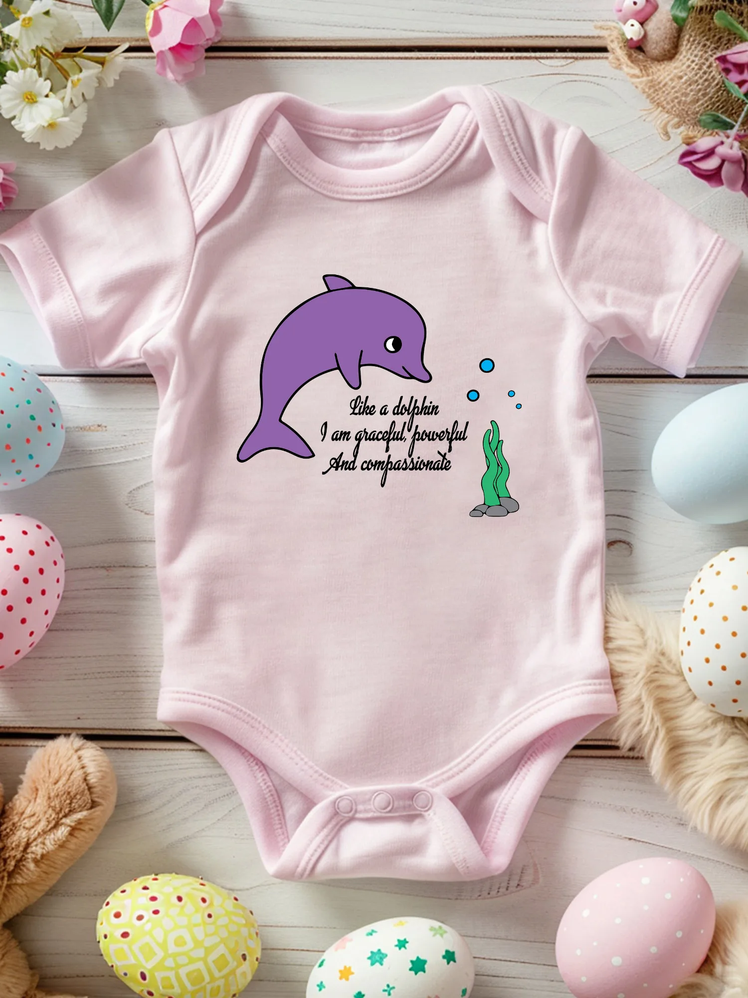 

Good Qualities Of Dolphin Unisex Baby Crawling Suit, 100% Cotton Soft Onesie, All-Season Wear Pink Bodysuit 190GSM