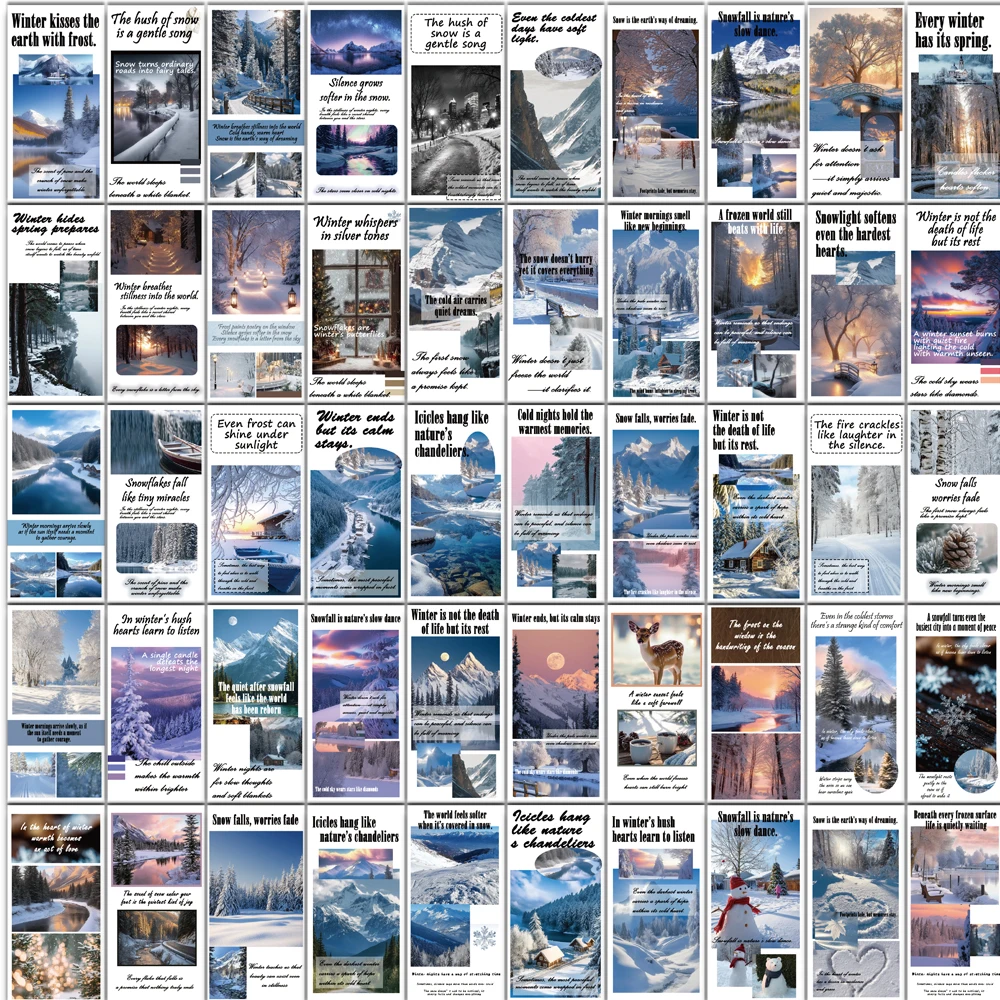 50PCS Creative Winter Sealing Stickers, Envelope Sealing Stickers, DIY Notebook, Water Cup, Glasses Box, Phone Stickers