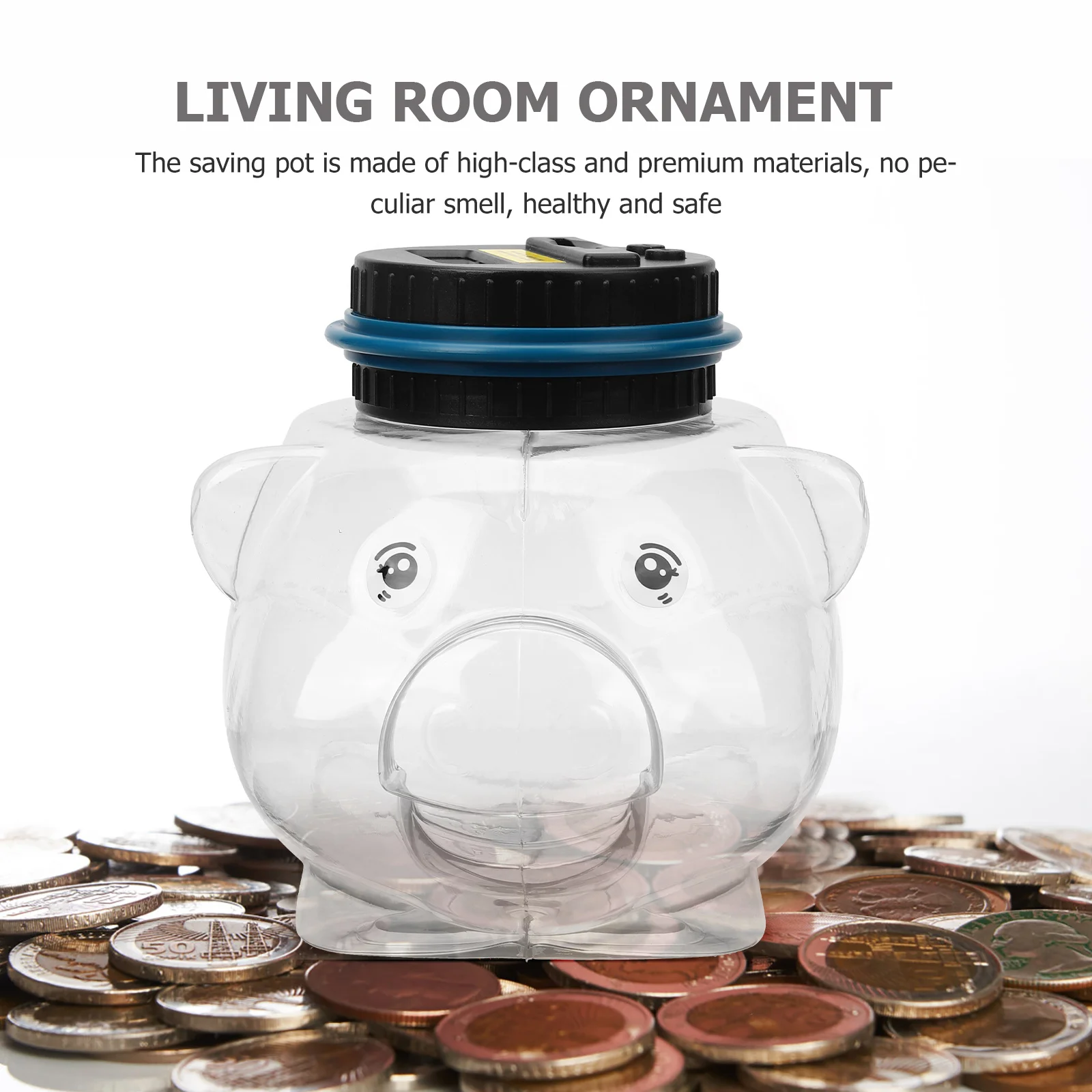 Cyfrowa skarbonka przezroczysta dla dzieci, pojemnik na pieniądze z wyświetlaczem LCD, automatyczny licznik monet, dekoracja na biurko, skarbonka, która nie może być...