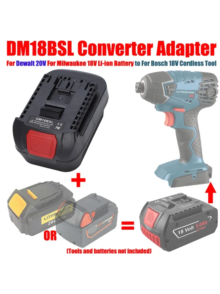 Adapter baterii ALASICKA DM18BSL do Dewalt 20V, umożliwiający konwersję akumulatorów litowo-jonowych Milwakee 18V na akumulatory litowo-jonowe Bosch 18V do elektronarzędzi akumulatorowych. — zdjęcie produktu 7