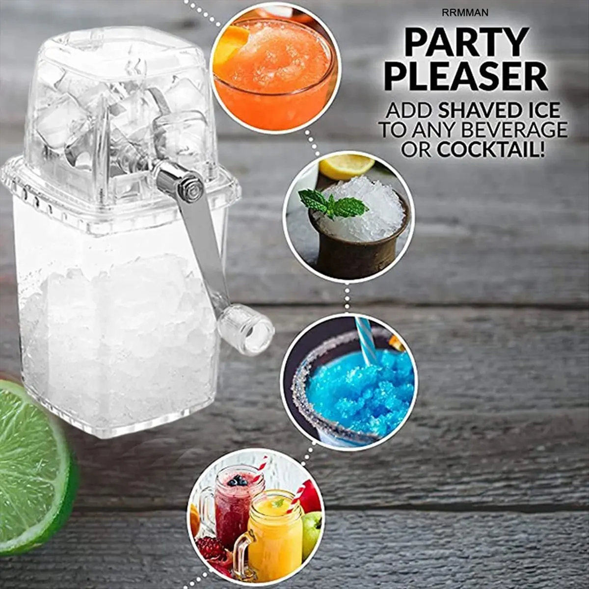 Exquisite- Ice Crusher Manual Rotary Ice Crusher Cocktails Slush Machine Ice-Cube Crushed Smoothies Ice Crusher Machine Home A