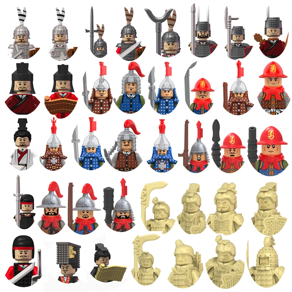 Ancient Chinese Soldier Qin Shihuang Han Ming Dynasty Liu Bang Terracotta Warriors Building Blocks Kids Bricks Toys Boys Gifts