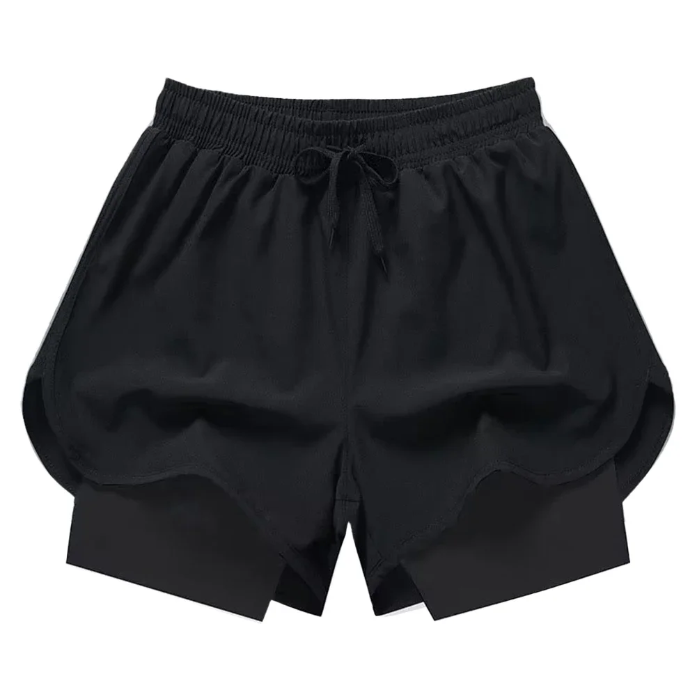 

Fake Two Pieces Pants Jogging Fitness Pants Gym Training Outfit 95 Polyester Material Solid Color Pattern Summer Wear Apparel