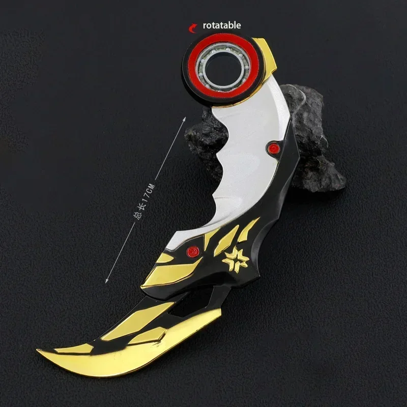 17cm valorant karambit campeão 2021 garra faca arma modelo versão ponderada rotativa todo metal espada jogo periférico menino presente