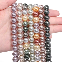 4/6/8/10/12mm Glass Imitation Pearl Colorful Smooth Round Loose Beads for Jewelry Craft Making DIY Bracelet Necklace Accessories