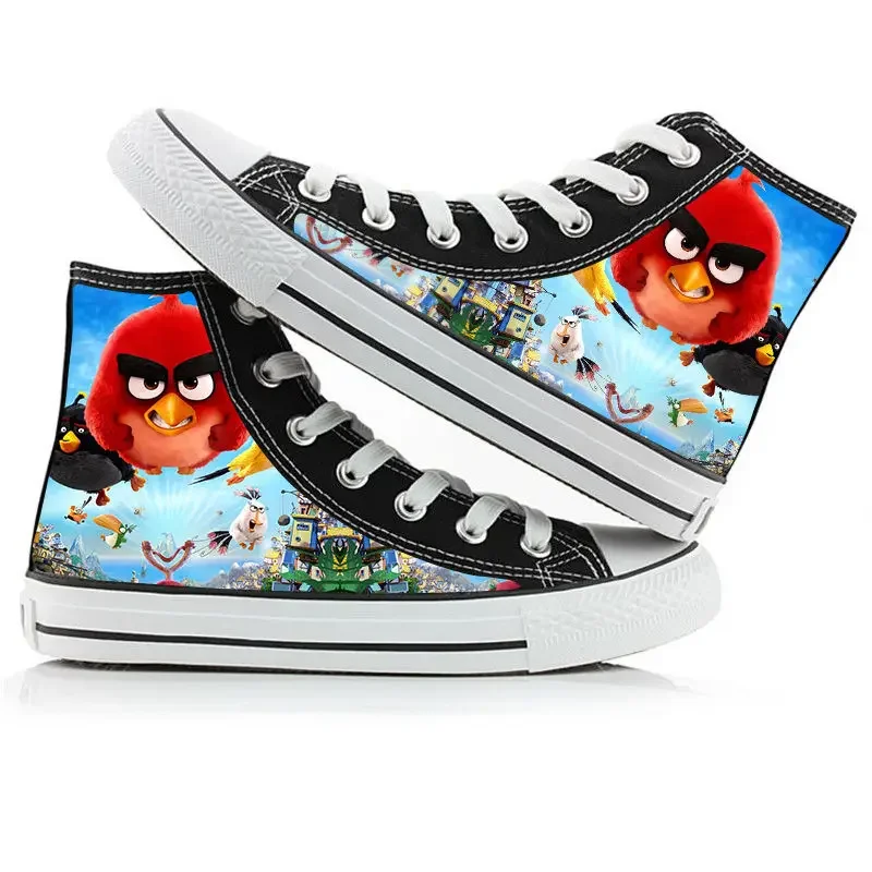 Angry Birds nowy student uroczy animacja kreskówkowa obraz casual, wysokie, oddychające, antypoślizgowe płócienne buty dla mężczyzn i kobiet