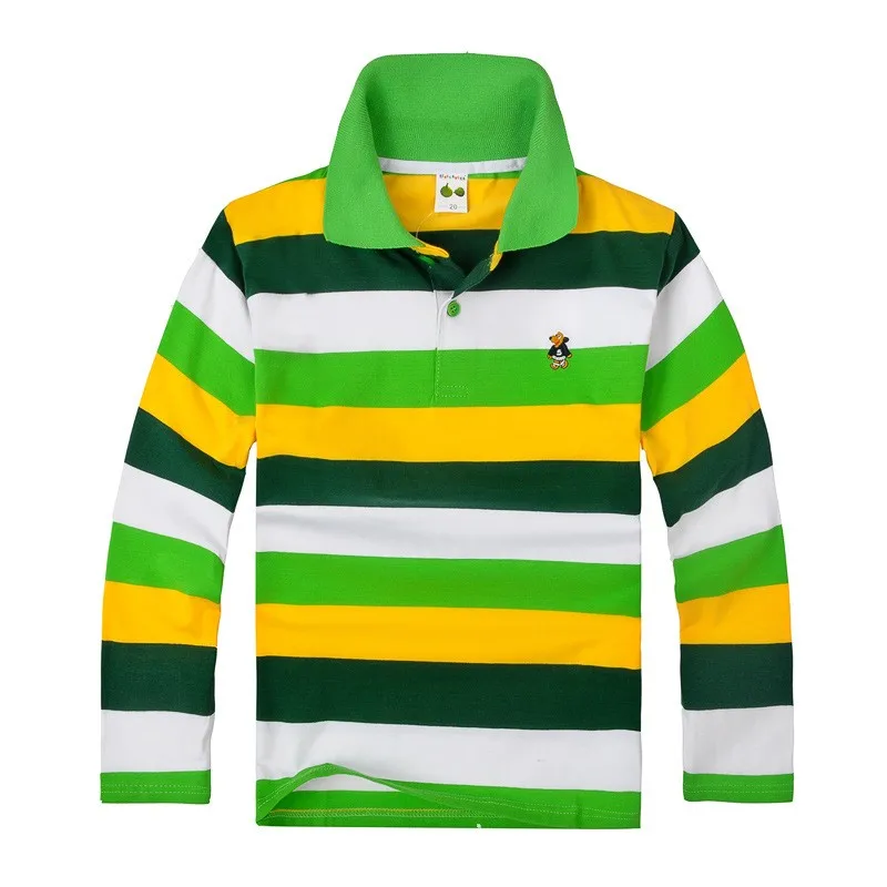 Autumn POLO Shirt 3-14Y Kids Tees Baby Child Boy Striped Tops Spring Children Teen Long Sleeve Cotton Comfortable Boys T-Shirt