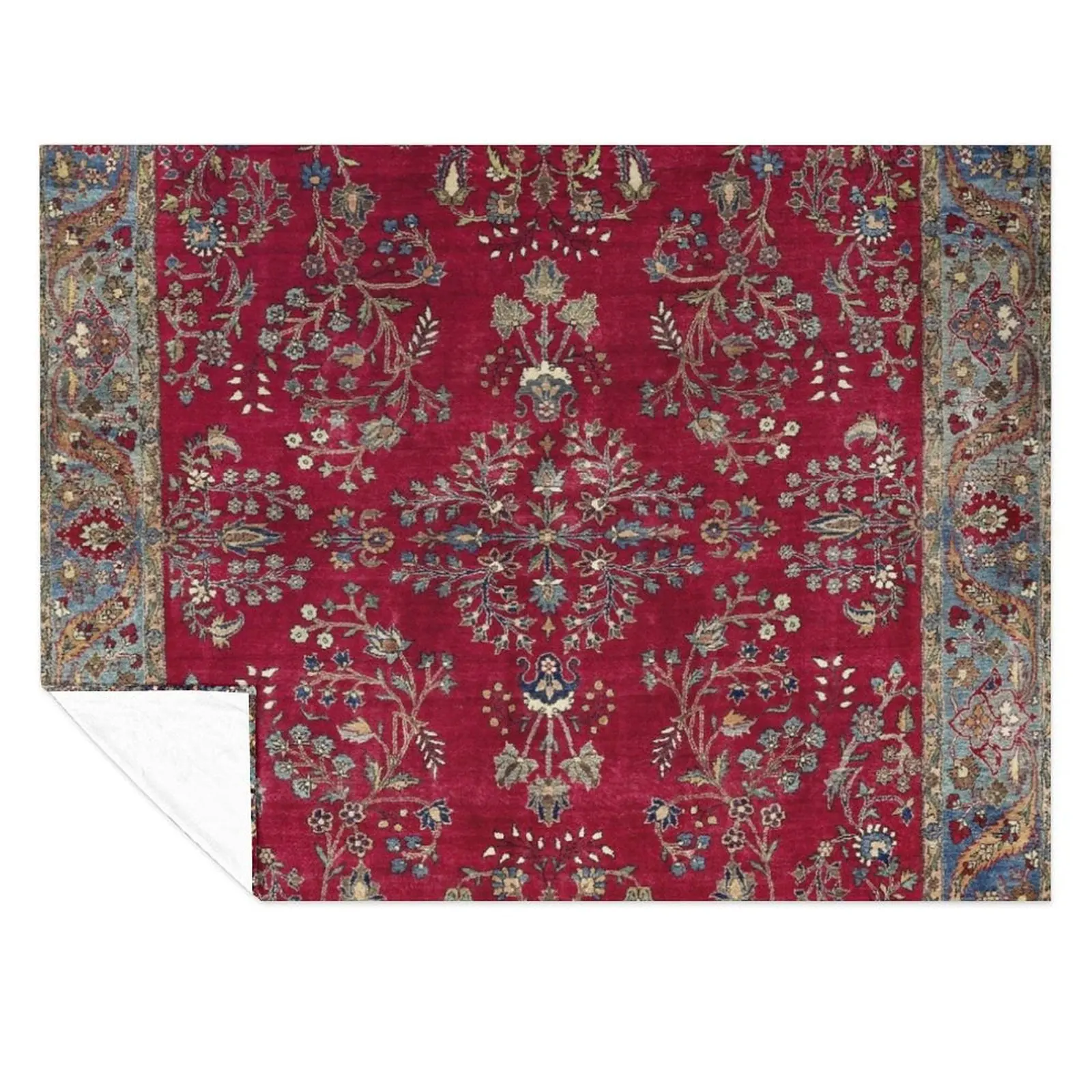 

Kashan Central Persian Silk Rug Print Throw Blanket Soft Plush Plaid christmas gifts Custom Shaggy Blankets