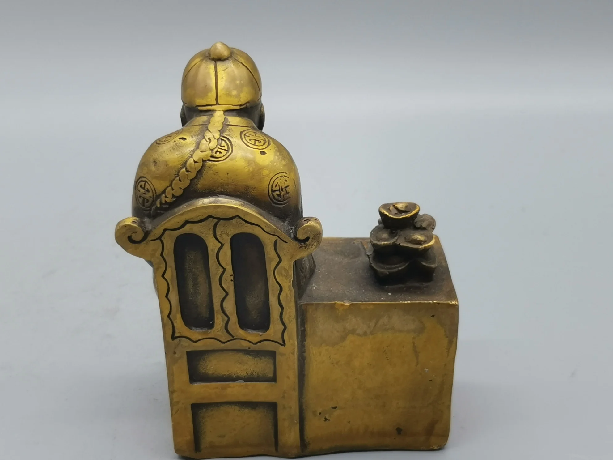 Antique Collection Ancient Old Man Statue Retro Home Decoration Figure Landlord Sculpture Handicraft Brass Feng Shui Art Sculptu