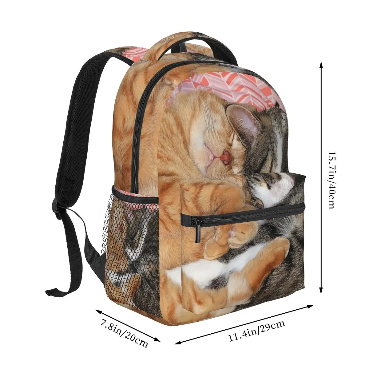 Cute Sleeping Kittens Cat Student Backpack School Bag Hiking Travel Daypack for Boys Girls Fashion Bookbag Shoulder Bags