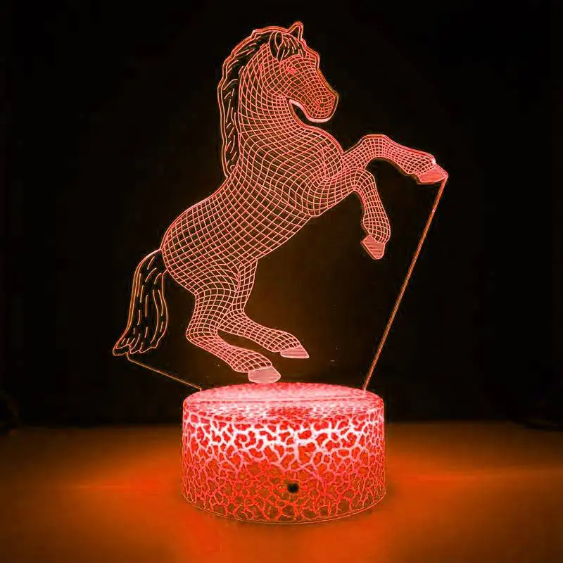 Nighdn Horse Night Light para niños, lámpara de noche de ilusión 3D, decoración de habitación que cambia de Color, regalos de cumpleaños de Navidad para niños y niñas